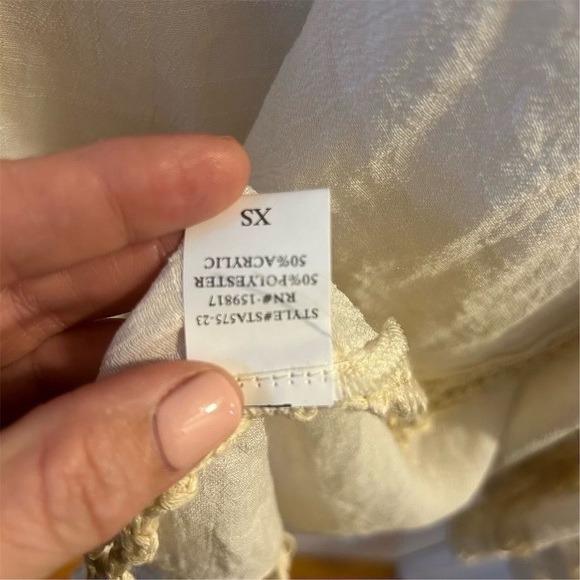 Altar’d State Cream Crochet Trim Midi Boho Festival Kimono Kaftan XS Coverup - Picture 9 of 16